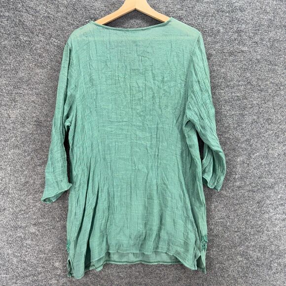 Unbranded Dress Women XXL Mini 3/4 Sleeve Green  V Neck Rayon - Picture 2 of 7